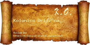 Kolonics Oriána névjegykártya
